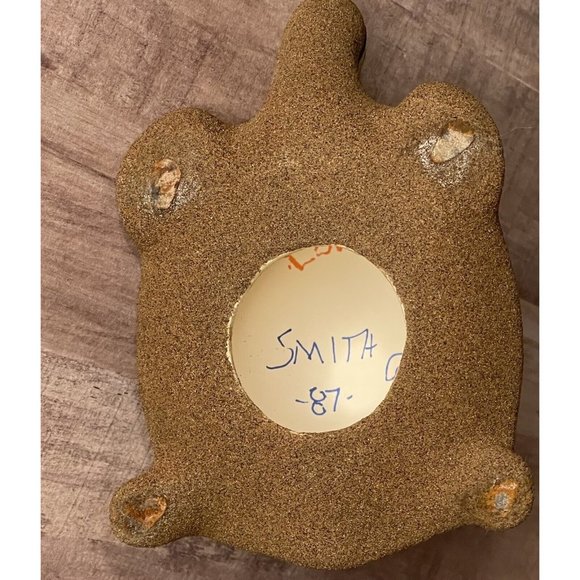 Vtg 80s Native Sand Art Painting Turtle Tortoise w Yei Figure Southwest 6” L - Picture 13 of 16